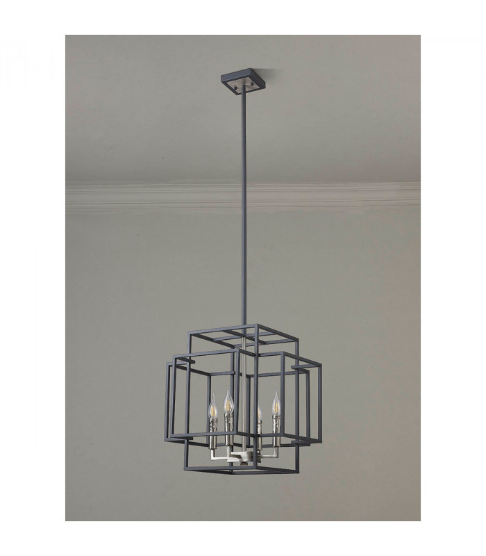Delaware Ceiling Pendant 4 Light E14 Anthracite Satin Nickel-9