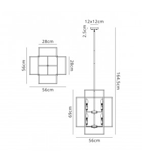 Delaware Ceiling Pendant 8 Light E14 Black Gold-2
