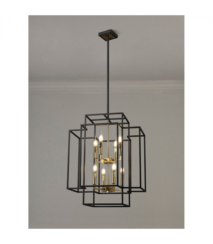 Delaware Ceiling Pendant 8 Light E14 Black Gold-3