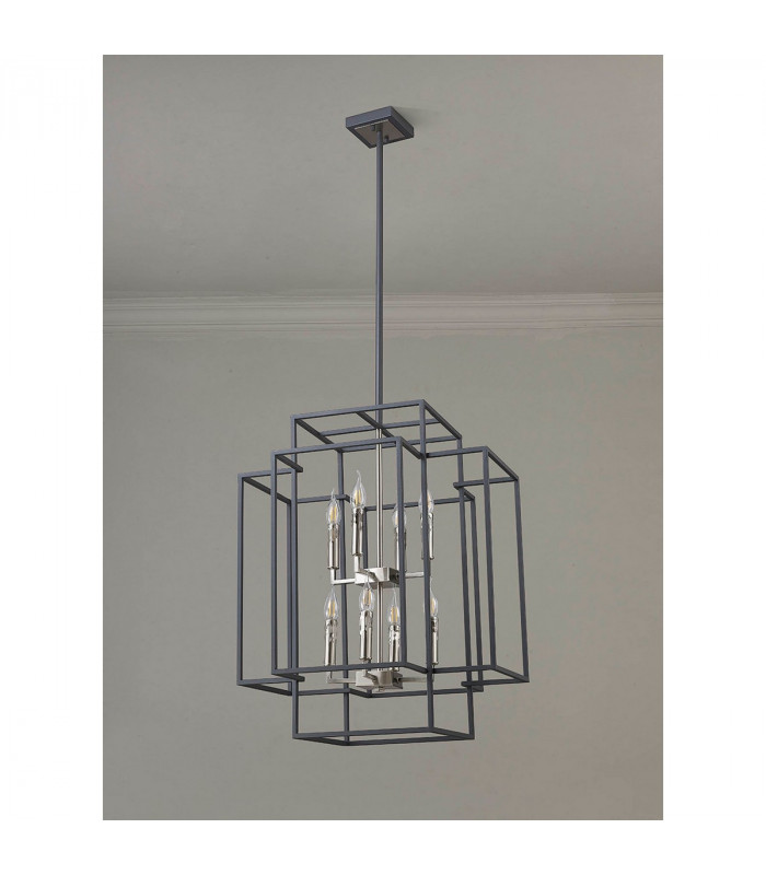 Delaware Ceiling Pendant 8 Light E14 Anthracite Satin Nickel-10