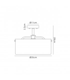 Clarence Semi Flush Ceiling Lamp 2 Light E27 Sand Black Clear Glass-2