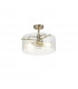 Clarence Semi Flush Ceiling Lamp 2 Light E27 Antique Brass Clear Glass-1