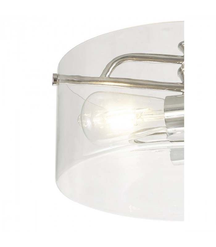 Clarence Semi Flush Ceiling Lamp 2 Light E27 Polished Nickel Clear Glass-5