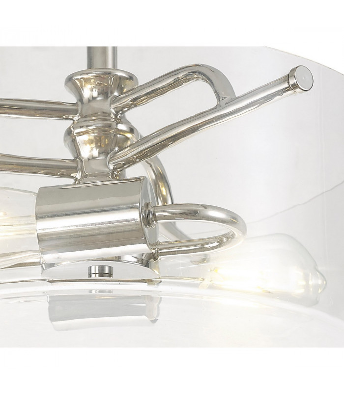 Clarence Semi Flush Ceiling Lamp 2 Light E27 Polished Nickel Clear Glass-6