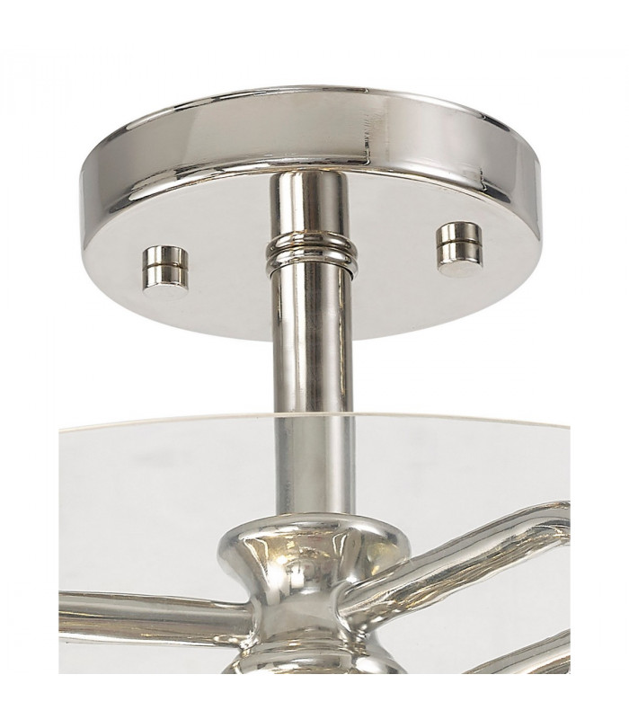 Clarence Semi Flush Ceiling Lamp 2 Light E27 Polished Nickel Clear Glass-7