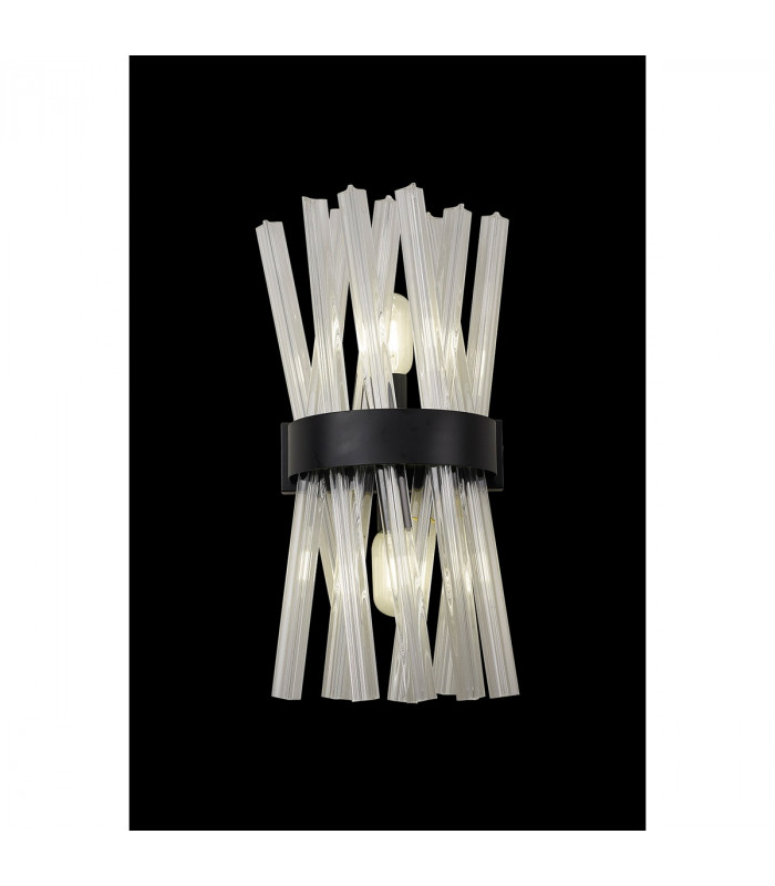 Hornby 2 Light E14 Wall Lamp E14 Matt Black Clear Glass-3