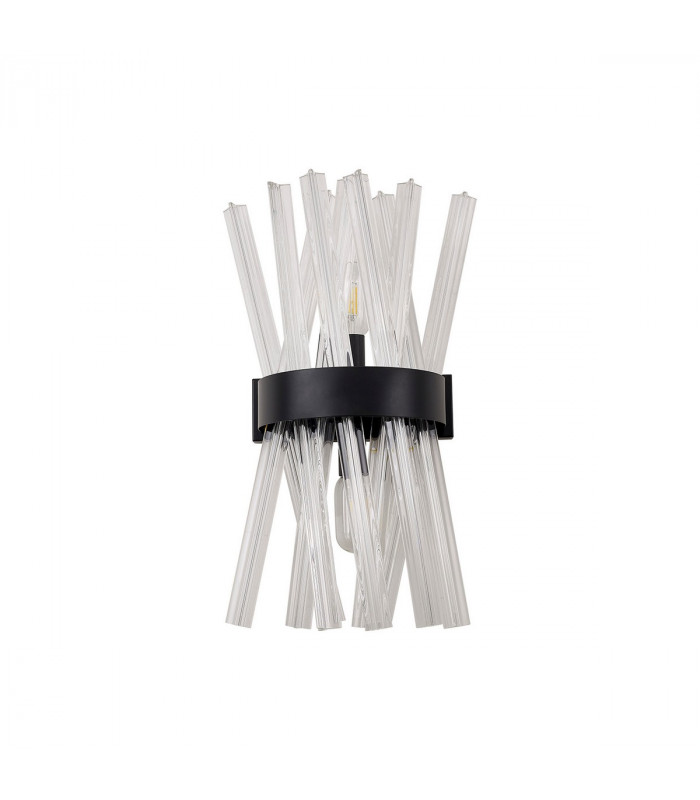 Hornby 2 Light E14 Wall Lamp E14 Matt Black Clear Glass-4