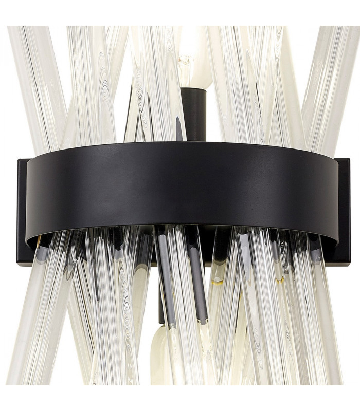 Hornby 2 Light E14 Wall Lamp E14 Matt Black Clear Glass-6