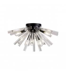 Hornby 6 Light E14 Semi Flush Matt Black Clear Glass-1