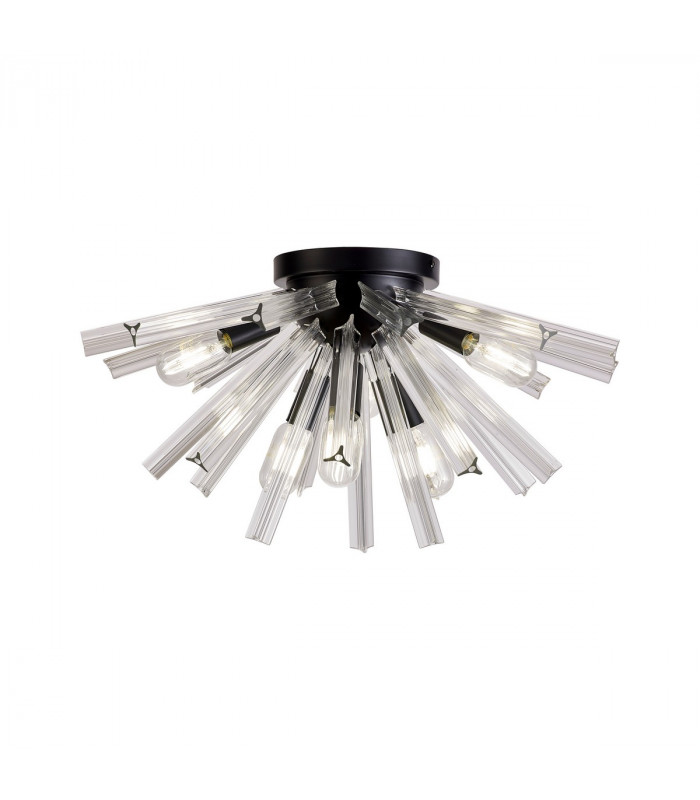 Hornby 6 Light E14 Semi Flush Matt Black Clear Glass-1