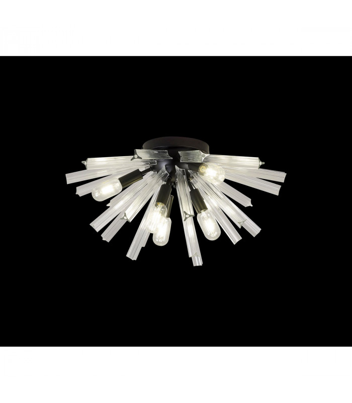 Hornby 6 Light E14 Semi Flush Matt Black Clear Glass-3