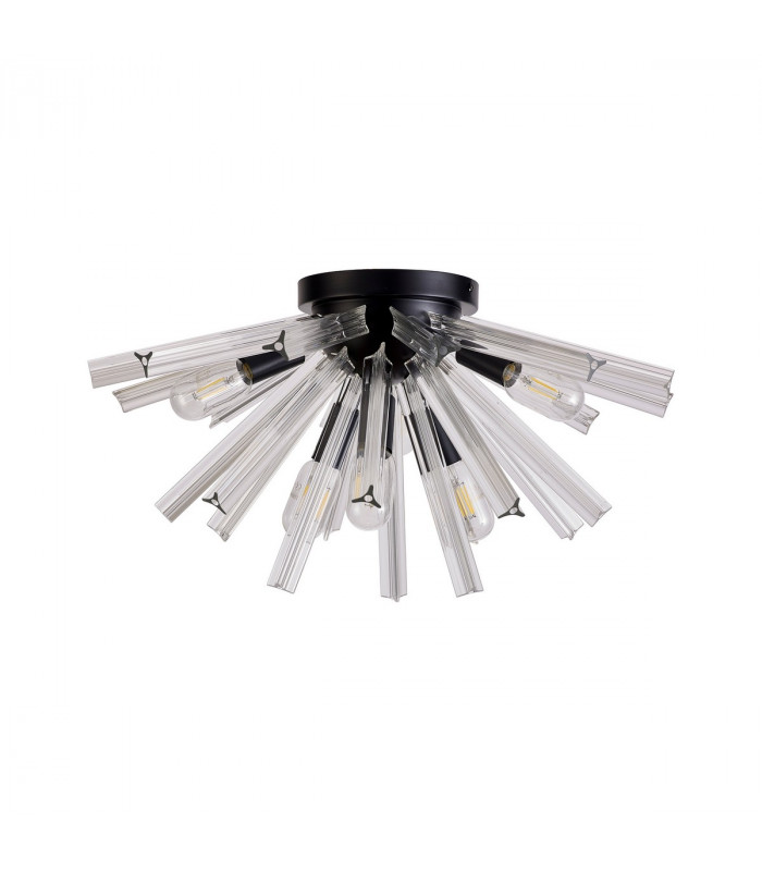 Hornby 6 Light E14 Semi Flush Matt Black Clear Glass-4