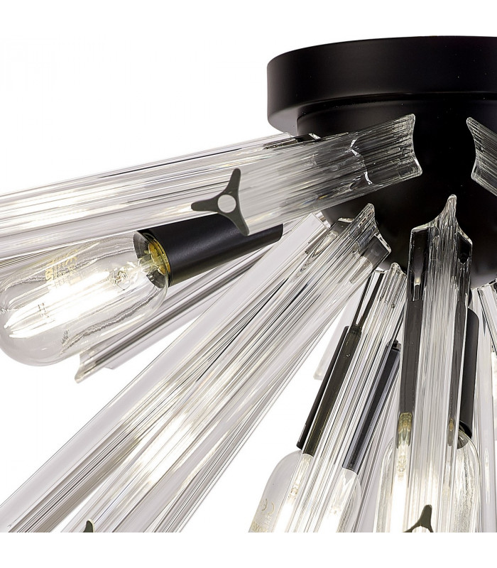 Hornby 6 Light E14 Semi Flush Matt Black Clear Glass-5