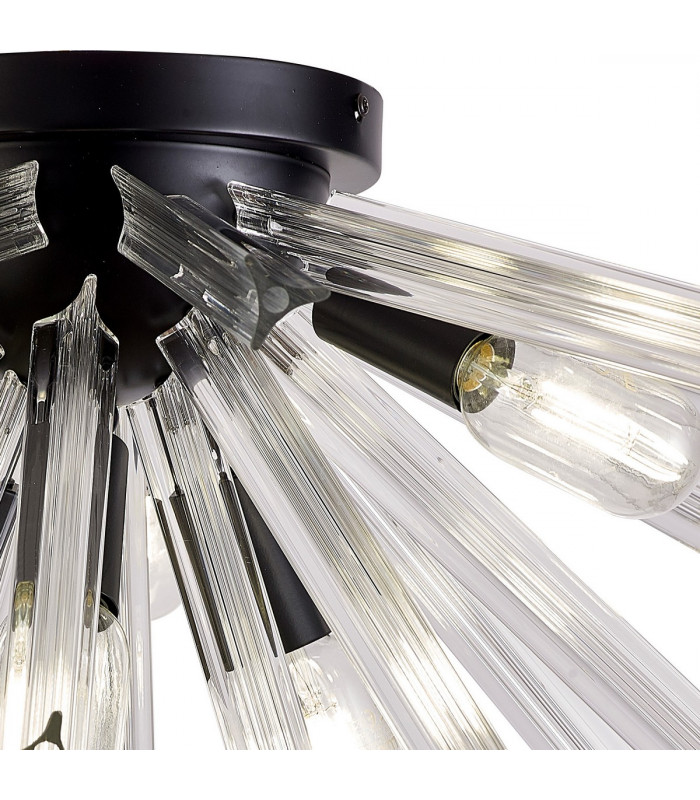 Hornby 6 Light E14 Semi Flush Matt Black Clear Glass-6