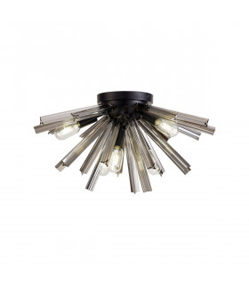 Hornby 6 Light E14 Semi Flush Matt Black Smoke Glass-1