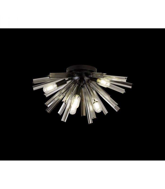 Hornby 6 Light E14 Semi Flush Matt Black Smoke Glass-3