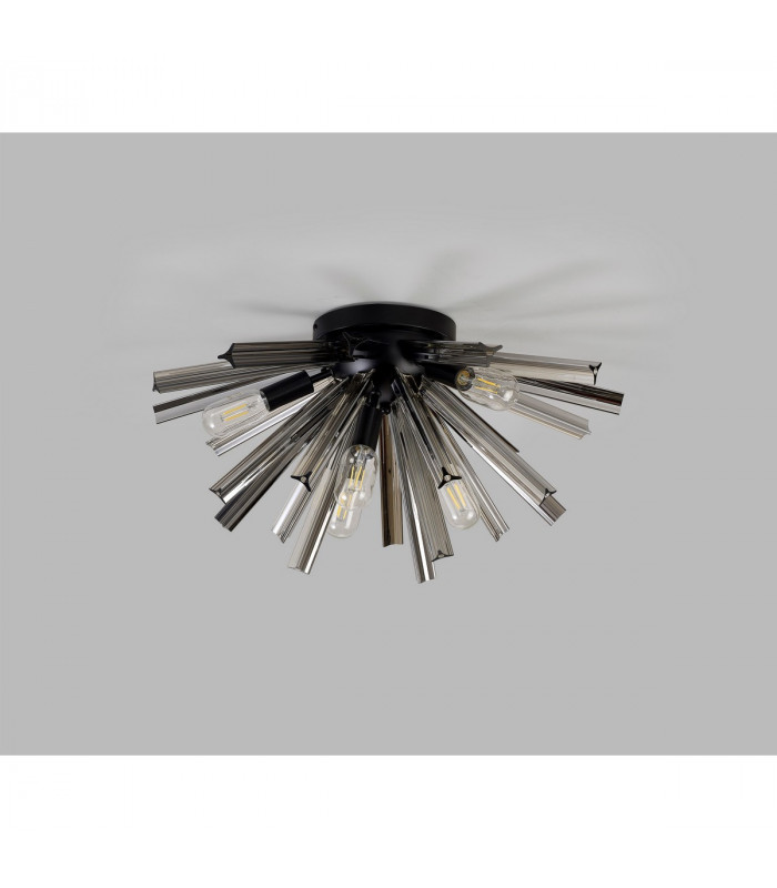 Hornby 6 Light E14 Semi Flush Matt Black Smoke Glass-7