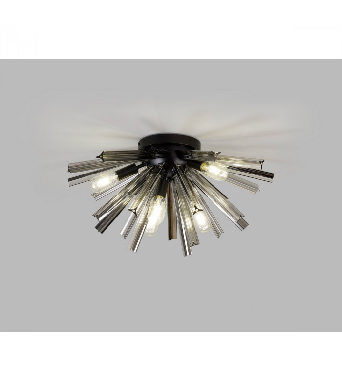 Hornby 6 Light E14 Semi Flush Matt Black Smoke Glass-8