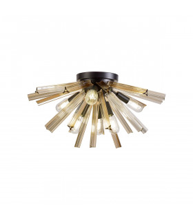 Hornby 6 Light E14 Semi Flush Matt Black Champagne Gold Glass-1