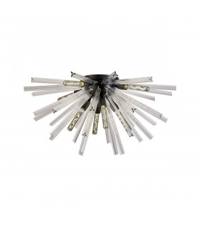 Hornby 8 Light E27 Semi Flush Matt Black Clear Glass-1