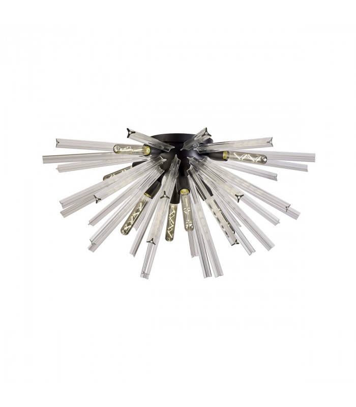 Hornby 8 Light E27 Semi Flush Matt Black Clear Glass-1