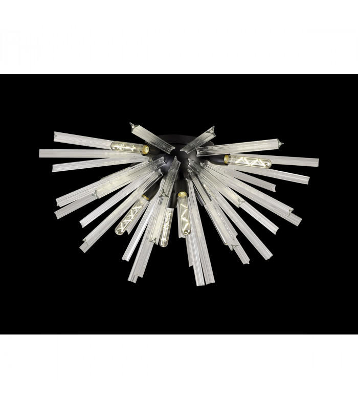 Hornby 8 Light E27 Semi Flush Matt Black Clear Glass-3