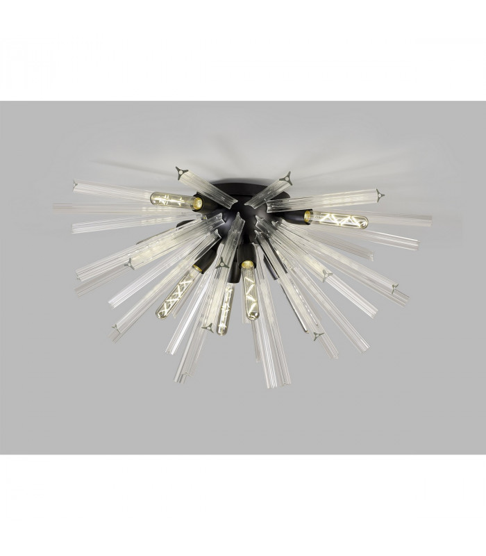 Hornby 8 Light E27 Semi Flush Matt Black Clear Glass-8