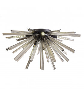 Hornby 8 Light E27 Semi Flush Matt Black Smoke Glass-1