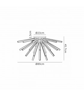 Hornby 8 Light E27 Semi Flush Matt Black Smoke Glass-2