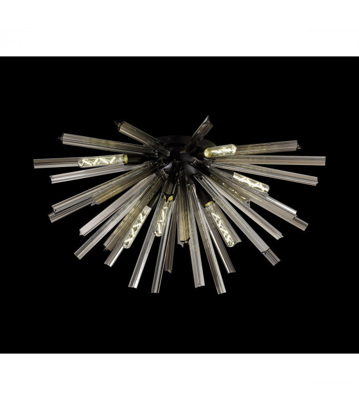 Hornby 8 Light E27 Semi Flush Matt Black Smoke Glass-3