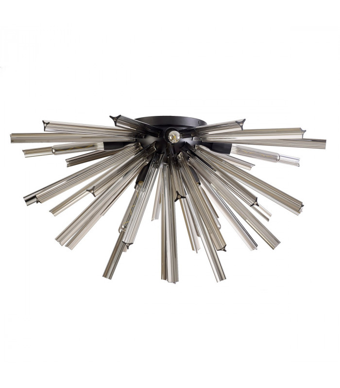 Hornby 8 Light E27 Semi Flush Matt Black Smoke Glass-4