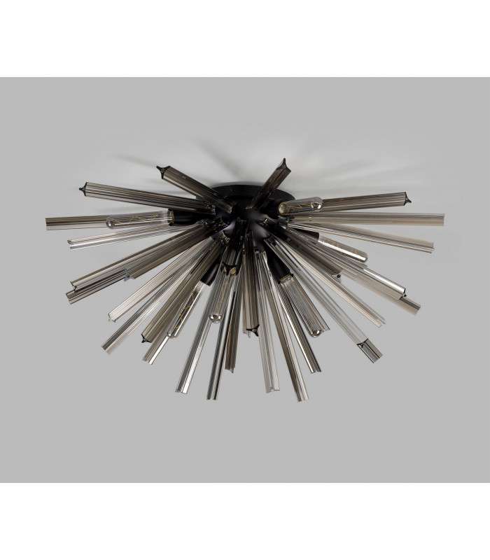 Hornby 8 Light E27 Semi Flush Matt Black Smoke Glass-7