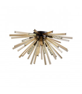 Hornby 8 Light E27 Semi Flush Matt Black Champagne Gold Glass-1