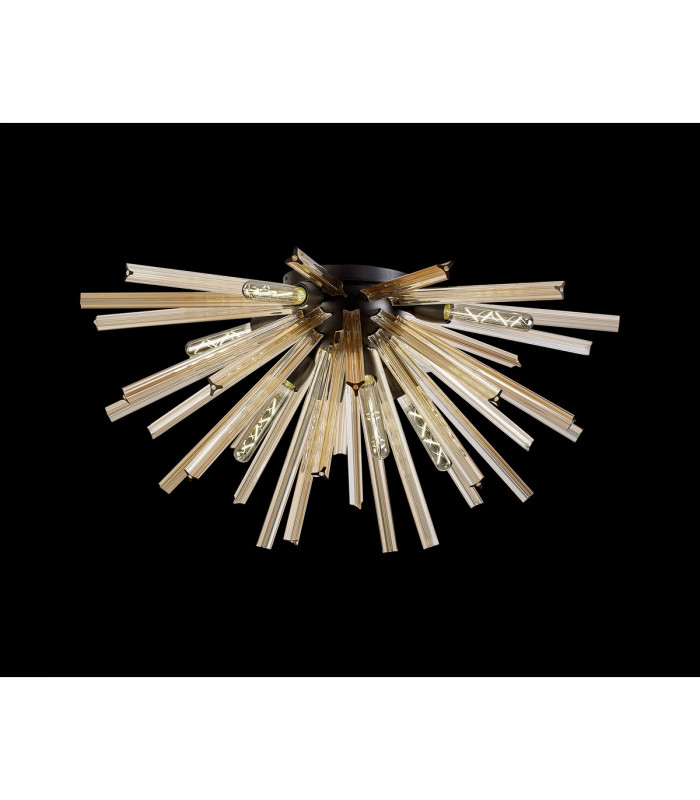 Hornby 8 Light E27 Semi Flush Matt Black Champagne Gold Glass-3