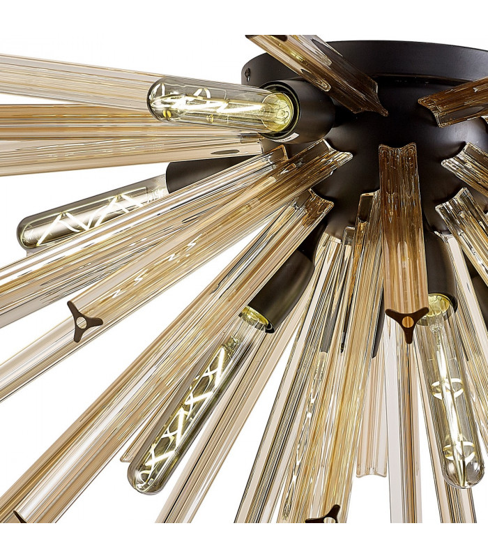 Hornby 8 Light E27 Semi Flush Matt Black Champagne Gold Glass-5