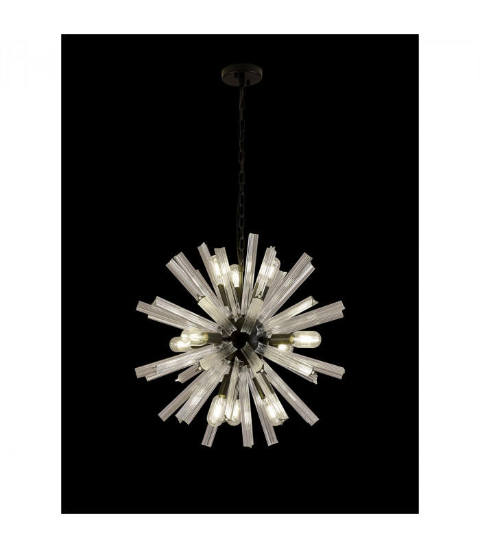 Hornby 10 Light E14 Round Ceiling Pendant Matt Black Clear Glass-3