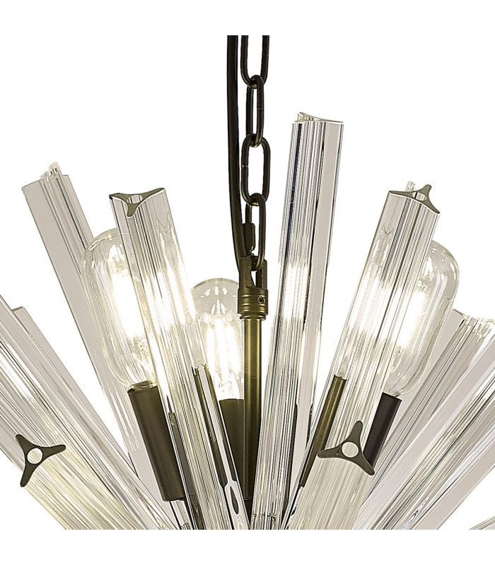 Hornby 10 Light E14 Round Ceiling Pendant Matt Black Clear Glass-6