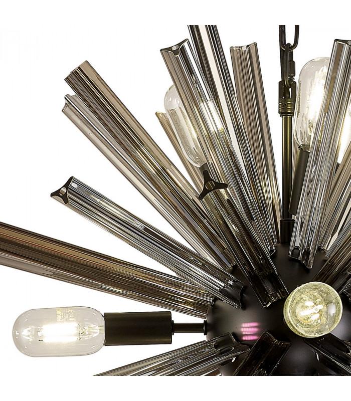 Hornby 10 Light E14 Round Ceiling Pendant Matt Black Smoke Glass-6