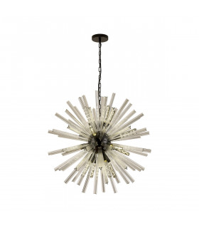 Hornby 16 Light E27 Round Ceiling Pendant Matt Black Clear Glass-1