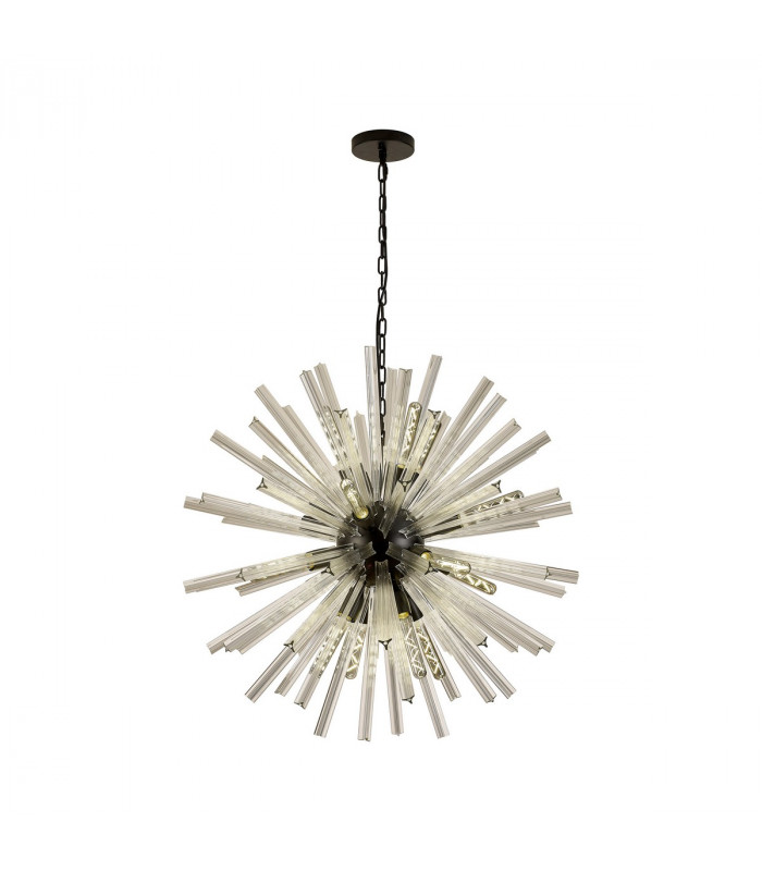 Hornby 16 Light E27 Round Ceiling Pendant Matt Black Clear Glass-1