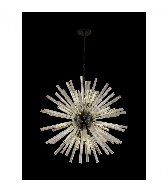 Hornby 16 Light E27 Round Ceiling Pendant Matt Black Clear Glass-3