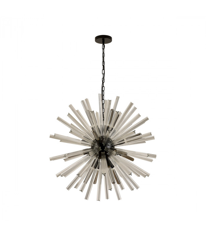 Hornby 16 Light E27 Round Ceiling Pendant Matt Black Clear Glass-4