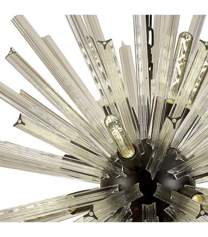 Hornby 16 Light E27 Round Ceiling Pendant Matt Black Clear Glass-6