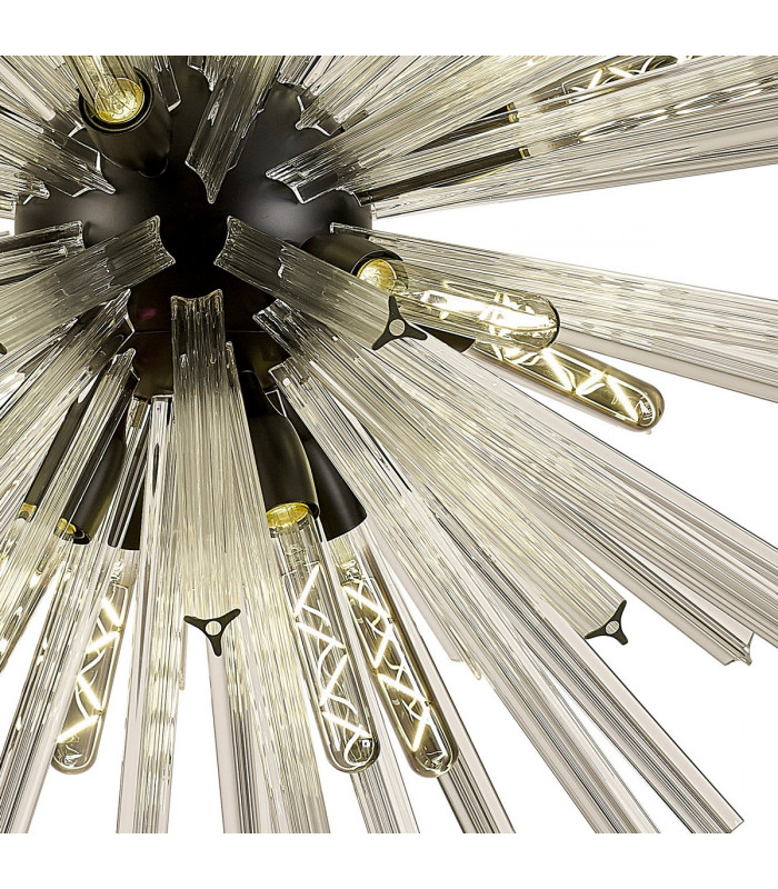 Hornby 16 Light E27 Round Ceiling Pendant Matt Black Clear Glass-7