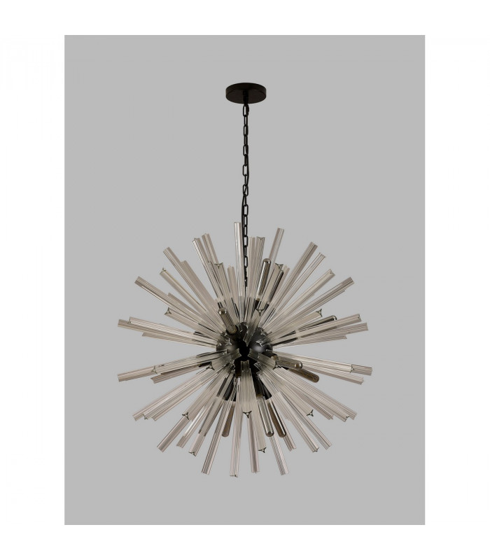 Hornby 16 Light E27 Round Ceiling Pendant Matt Black Clear Glass-8