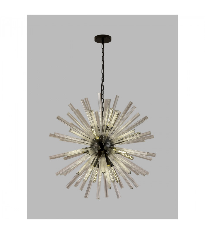 Hornby 16 Light E27 Round Ceiling Pendant Matt Black Clear Glass-9