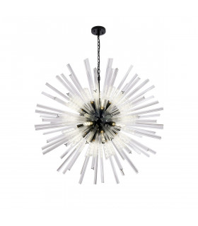 Hornby 32 Light E27 Round Ceiling Pendant Matt Black Clear Glass-1