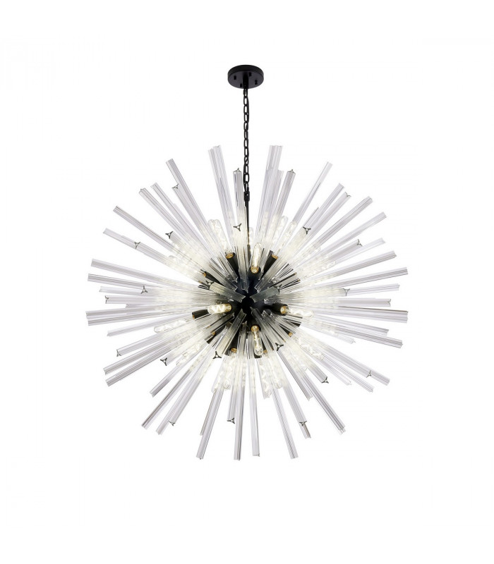 Hornby 32 Light E27 Round Ceiling Pendant Matt Black Clear Glass-1