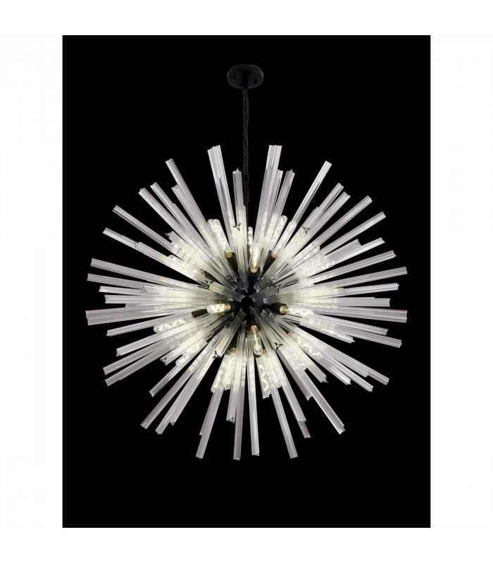 Hornby 32 Light E27 Round Ceiling Pendant Matt Black Clear Glass-3
