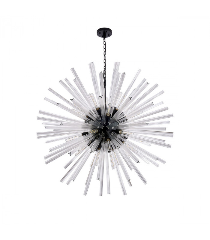 Hornby 32 Light E27 Round Ceiling Pendant Matt Black Clear Glass-4